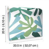 Wallpaper Kinetic Tropical Peel & Stick Wallpaper // Blue & Green