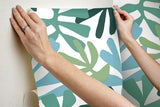 Wallpaper Kinetic Tropical Peel & Stick Wallpaper // Blue & Green