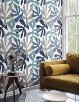 Wallpaper Kinetic Tropical Peel & Stick Wallpaper // Blue & Grey