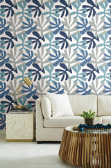 Wallpaper Kinetic Tropical Peel & Stick Wallpaper // Blue & Grey