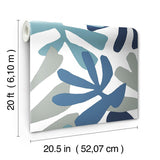 Wallpaper Kinetic Tropical Peel & Stick Wallpaper // Blue & Grey