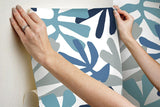 Wallpaper Kinetic Tropical Peel & Stick Wallpaper // Blue & Grey