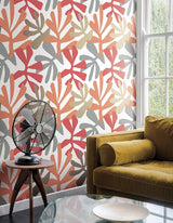 Wallpaper Kinetic Tropical Peel & Stick Wallpaper // Coral & Beige