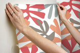 Wallpaper Kinetic Tropical Peel & Stick Wallpaper // Coral & Beige