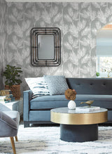 Wallpaper King Palm Silhouette Wallpaper // Grey