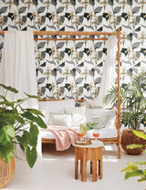 Wallpaper Lady Slipper Wallpaper // Gold & Grey
