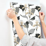 Wallpaper Lady Slipper Wallpaper // Gold & Grey