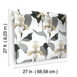 Wallpaper Lady Slipper Wallpaper // Gold & Grey