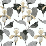 Wallpaper Lady Slipper Wallpaper // Gold & Grey