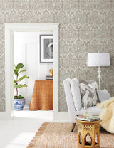 Wallpaper Laurel Damask Wallpaper // Brown