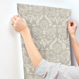 Wallpaper Laurel Damask Wallpaper // Brown