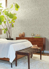 Wallpaper Laurel Damask Wallpaper // Off White