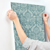 Wallpaper Laurel Damask Wallpaper // Teal
