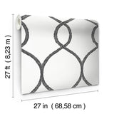 Wallpaper Laurel Leaf Ogee Wallpaper // Black