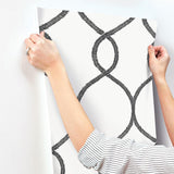 Wallpaper Laurel Leaf Ogee Wallpaper // Black