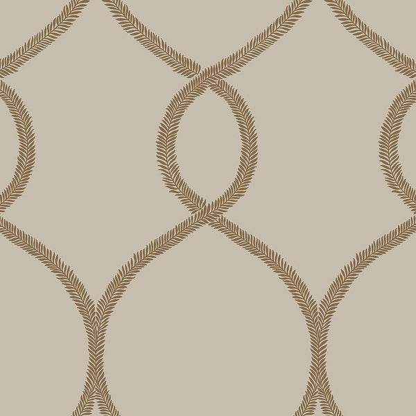 Wallpaper Laurel Leaf Ogee Wallpaper // Brown 
