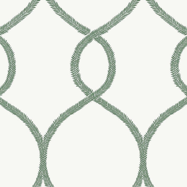 Wallpaper Laurel Leaf Ogee Wallpaper // Green 