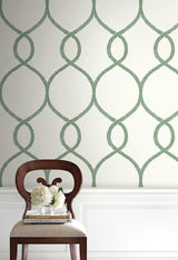 Wallpaper Laurel Leaf Ogee Wallpaper // Green