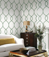 Wallpaper Laurel Leaf Ogee Wallpaper // Green
