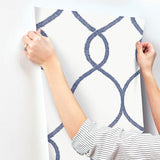 Wallpaper Laurel Leaf Ogee Wallpaper // Navy