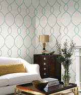 Wallpaper Laurel Leaf Ogee Wallpaper // Teal