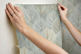 Wallpaper Leaf Concerto Peel & Stick Wallpaper // Blue & Taupe