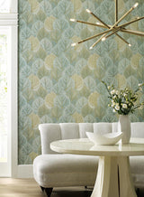 Wallpaper Leaf Concerto Wallpaper // Turquoise