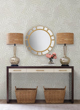 Wallpaper Leaves Stripe Wallpaper // Grey