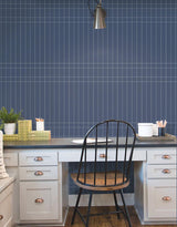 Wallpaper Linear Gridwork Wallpaper // Navy