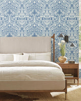 Wallpaper Lockwood Damask Wallpaper // Blue
