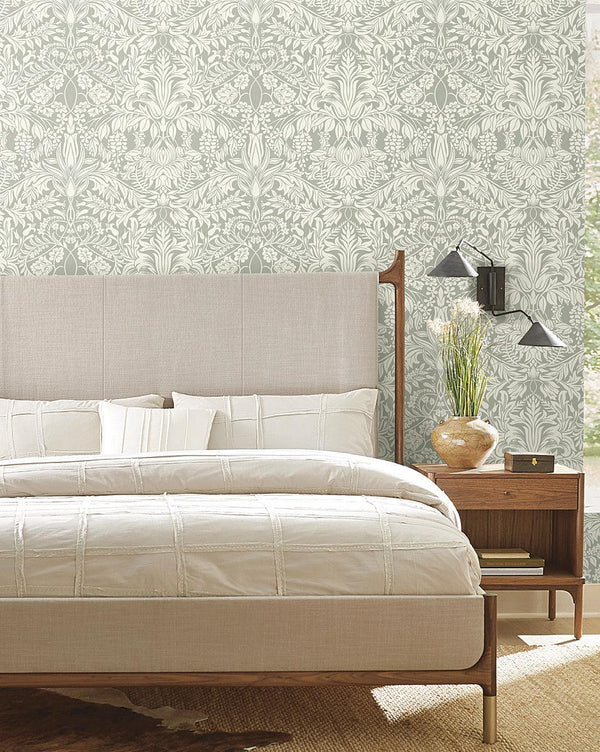 Wallpaper Lockwood Damask Wallpaper // Grey