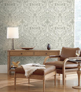 Wallpaper Lockwood Damask Wallpaper // Grey