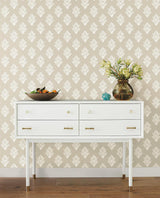 Wallpaper Lotus Motif Wallpaper // Cream & White