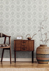 Wallpaper Lotus Palm Wallpaper // Grey