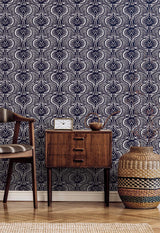 Wallpaper Lotus Palm Wallpaper // Navy