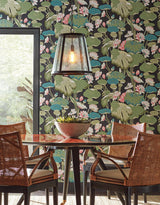 Wallpaper Lotus Pond Wallpaper // Green & Pink