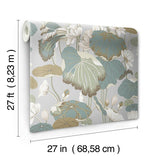 Wallpaper Lotus Pond Wallpaper // Grey & Blue