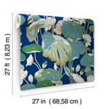 Wallpaper Lotus Pond Wallpaper // Navy Metallic