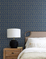Wallpaper Love Triangles Peel & Stick Wallpaper // Blue & Gold Metallic