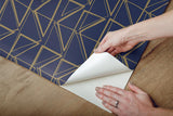 Wallpaper Love Triangles Peel & Stick Wallpaper // Blue & Gold Metallic