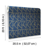 Wallpaper Love Triangles Peel & Stick Wallpaper // Blue & Gold Metallic