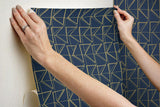 Wallpaper Love Triangles Peel & Stick Wallpaper // Blue & Gold Metallic