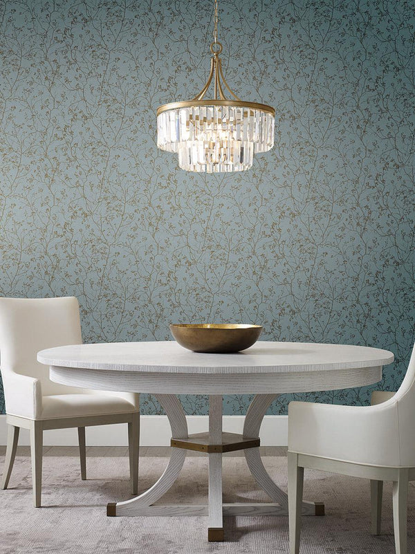Wallpaper Luminous Branches Wallpaper // Blue & Gold