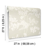 Wallpaper Lunaria Silhouette Wallpaper // Light Taupe & White 