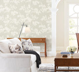 Wallpaper Lunaria Silhouette Wallpaper // Light Taupe & White