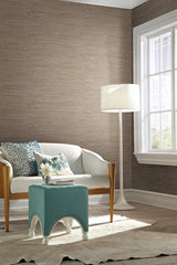 Wallpaper Lustrous Grasscloth Wallpaper // Silver & Taupe