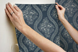 Wallpaper Magnolia Home Coverlet Floral Peel & Stick Wallpaper // Navy