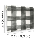 Wallpaper Magnolia Home Watercolor Check Peel & Stick Wallpaper // Black