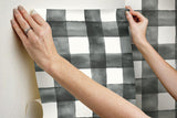 Wallpaper Magnolia Home Watercolor Check Peel & Stick Wallpaper // Black