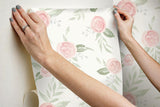 Wallpaper Magnolia Home Watercolor Roses Peel & Stick Wallpaper // Coral